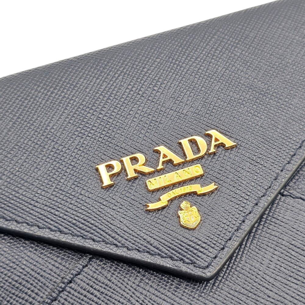 Prada Saffiano Wallet Envelope Blue with Gold Hardware - Picture 4 of 7